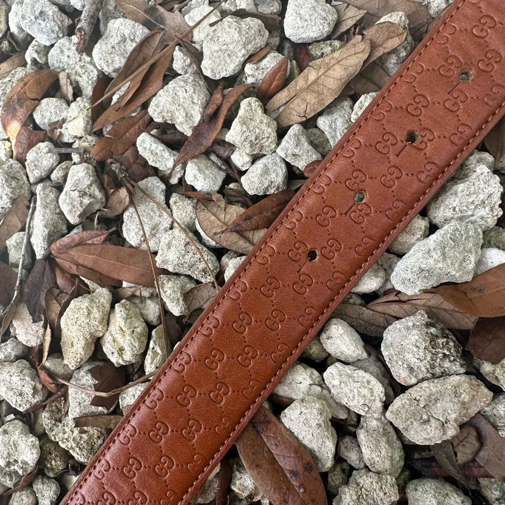 GG Gucci Emblematic Marmont Brown Leather Belt Silver Buckle L - Picture 8 of 15